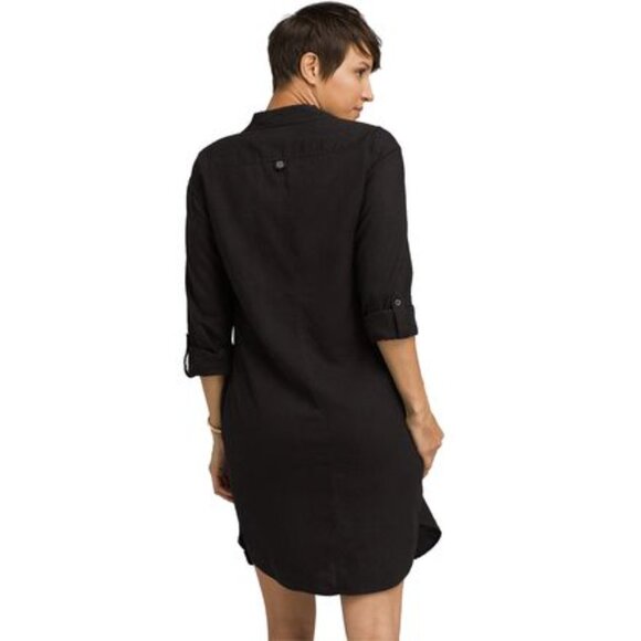 prAna La Noa Hemp Black Button-Down Shirt Dress 🖤 Soft Eco Casual - Picture 2 of 9